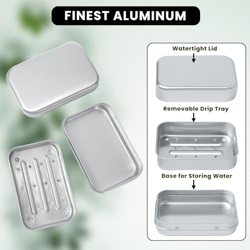 Gabrella 2 pcs Aluminum Travel Soap Container with Lid Self Draining Portable Bar Soap Holder for Bathroom Gym Camping