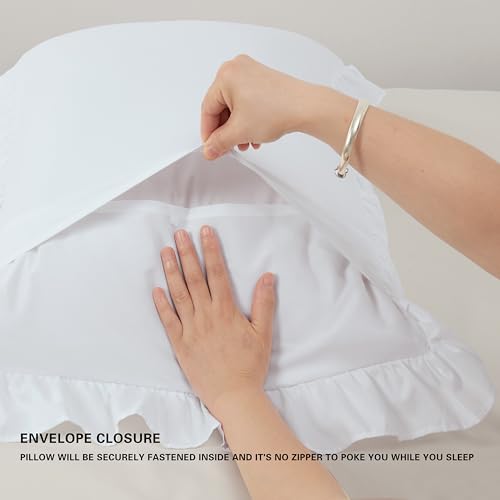 Sewdudely White Ruffle Toddler Pillowcase 14"x20" - Set of 2 Soft Microfiber