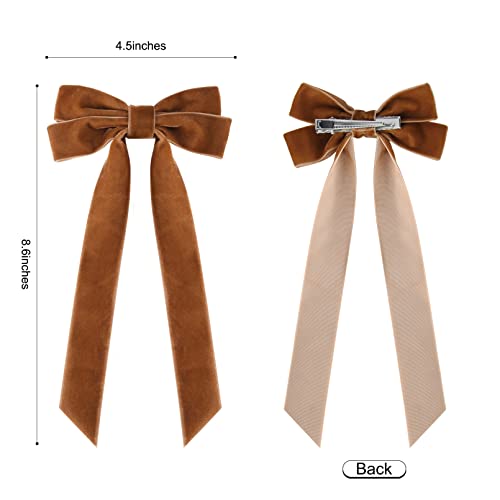 Aileam Brown Velvet Hair Bows with Alligator Clips - 2 Pack