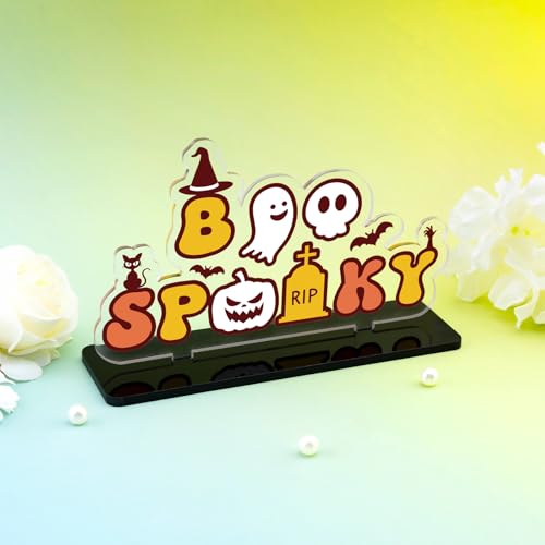 VIESUJI Ghost Acrylic Sign Halloween Decor & Boo Basket Stuffer