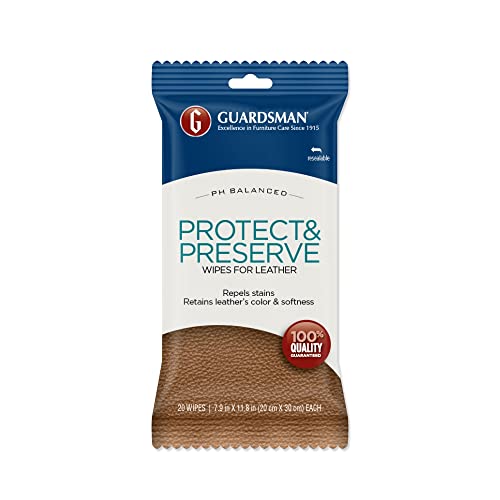 Guardsman Leather Protector Wipes - 20 Heavy-Duty Stain Repellent Wipes for Furniture & Car Interiors