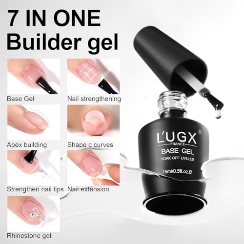 L'UGX 7-in-1 Clear Builder Gel for Nails 15ml - Hard Gel Strengthener