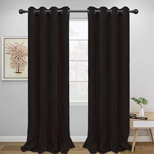 Easy-Going Blackout Curtains - 2 Panels, Thermal Insulated, Noise Reduction (52x96 in, Dark Brown)