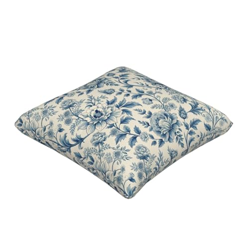 Chinoiserie Floral Throw Pillow Covers, Blue & White, 20x20 Inch Set of 2