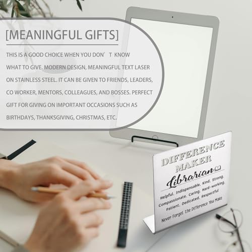 Difference Maker Stainless Steel Desk Sign | Librarian Appreciation Gift