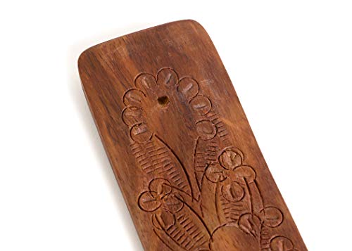 Handmade Wooden Incense Holder - Carved Ash Catcher, 10"