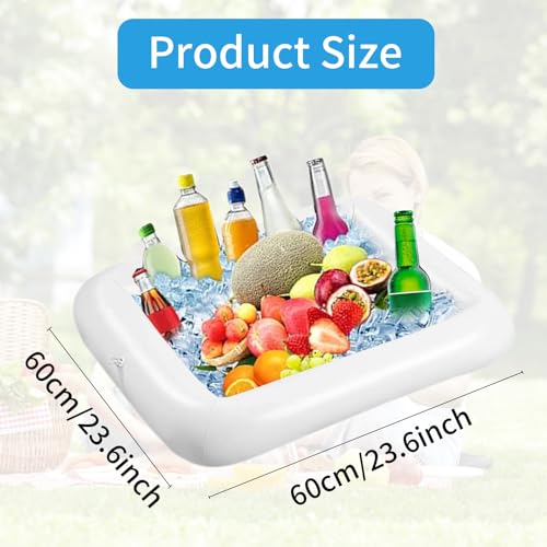 Inflatable Ice Serving Buffet Bar - 23.6-Inch Portable Cooler Tray (Size S)