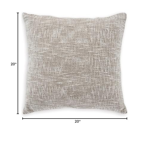 Signature Design by Ashley Carddon Casual 20x20 Inches Striped Throw Pillow with Zipper Closure, White & Light Brown