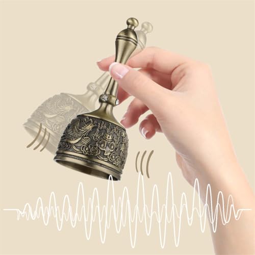 Vintage Brass Hand Bell - Loud Service Call Bell for Dinner or Meditation