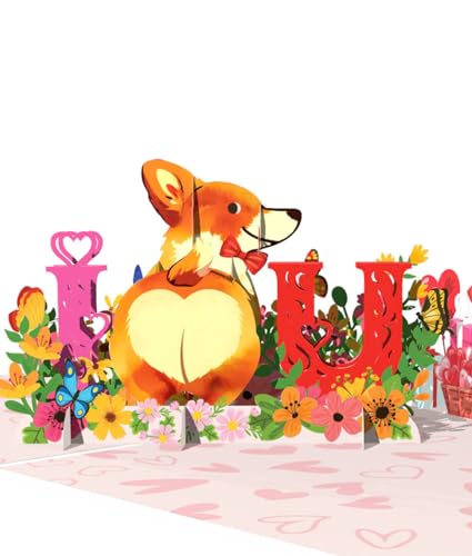Corgi Pop-Up Card - 3D Valentine's Day Greeting Card