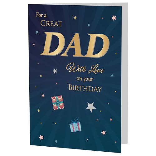 Dad Birthday Card - Premium A5 with Gold & Navy Star Design