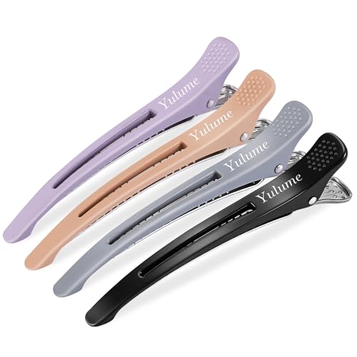 Yulume No Crease Hair Sectioning Clips 4 Pack, 4.4 Inch Duckbill Clips