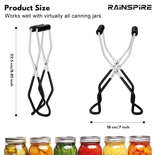 Black Heavy Duty Canning Tongs - Sturdy Stainless Steel Jar Lifter