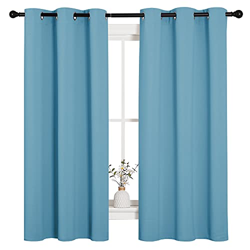 NICETOWN Teal Blue Room Darkening Curtains Set of 2, 42x63 Inches, Blackout Drapes
