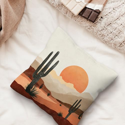 Boho Western Throw Pillow Cover 18x18, Southwest Desert Landscape Case