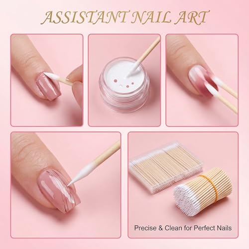 Hadnves 400 Pcs Precision Pointed Cotton Swabs with Wooden Sticks