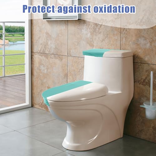 Washable Toilet Tank & Lid Cover Set - Soft Polyester, Green