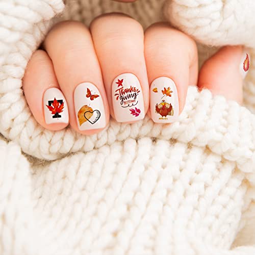 TailaiMei Fall Nail Art Stickers Decals - 24 Sheets Autumn Water Transfers