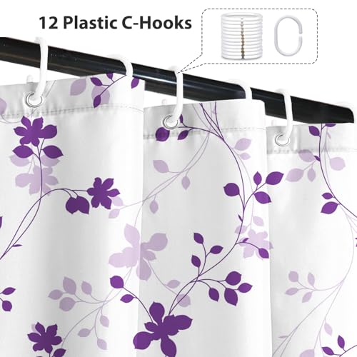 GICDSU Waterproof Plant Leaf Shower Curtain with 12 Hooks, Modern Farmhouse Bathroom Decor, 72x78 Inches