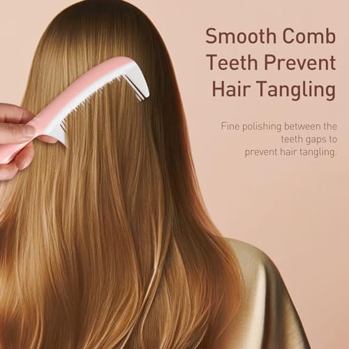 Kootinn Dual-Pack Hair Comb Set Wide and Fine Tooth Pink White