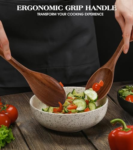 Acacia Wood Cooking Spoons - 2PCS Durable Kitchen Utensils