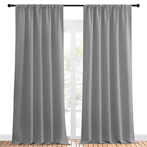 NICETOWN Silver Grey Blackout Curtains - 52" x 95" (Pack of 2)