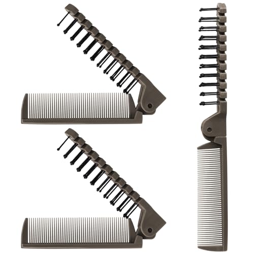 Qjaiune 3 Pack Foldable Travel Hair Brush Anti-Static Portable Pocket Comb