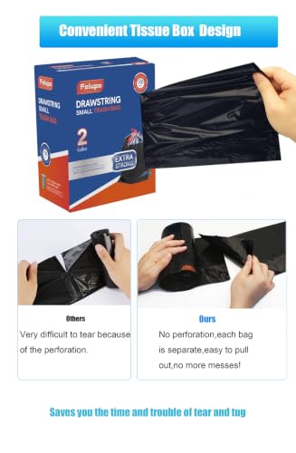 Feiupe 2 Gallon Trash Bags - 100 Count Thick Drawstring Liners
