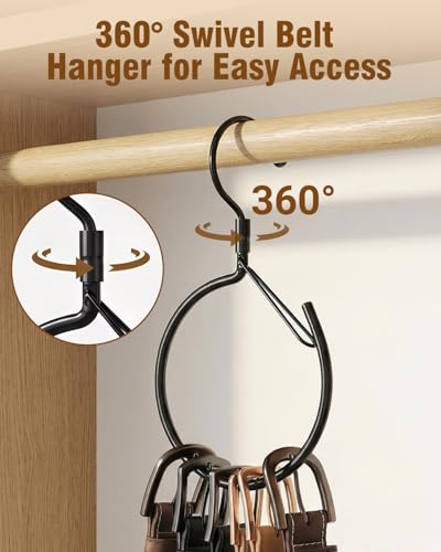Supforce 360° Swivel Belt Hanger for Closet - Black, 2 Pack