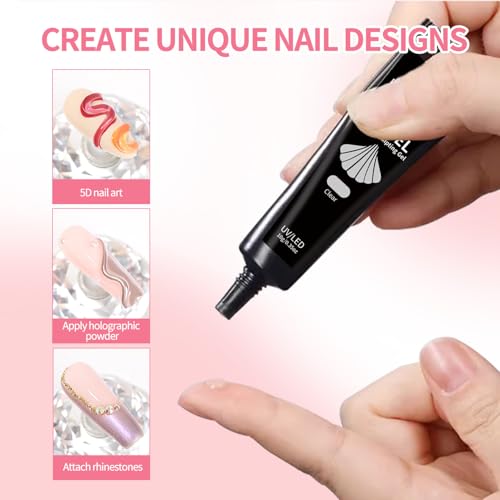 Clear 5D Nail Sculpting Gel for 3D Nail Art Extensions and Rhinestones