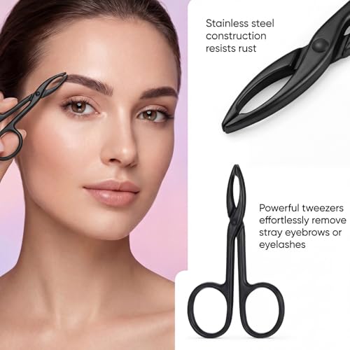 Precision Scissor Eyebrow Tweezers Stainless Steel 2Pcs
