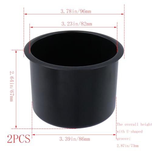 Dnyta 2Pcs 3.8" x 2.6" Black Recessed Cup Holder Inserts