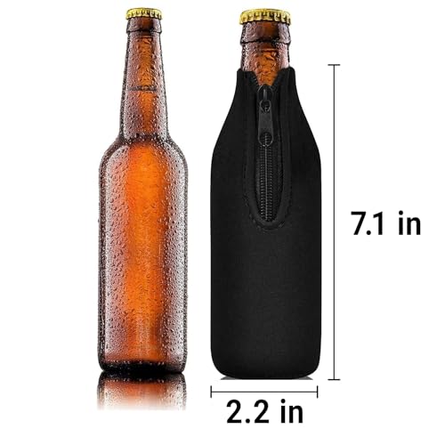 Hufopik 3-Pack Neoprene Beer Bottle Insulated Sleeves, 7.1 x 2.2 Inch Black