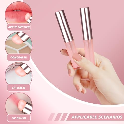 JAMVOLO 2Pcs Silicone Lip Brush with Dust Cap - Pink Lip Gloss & Concealer Applicator