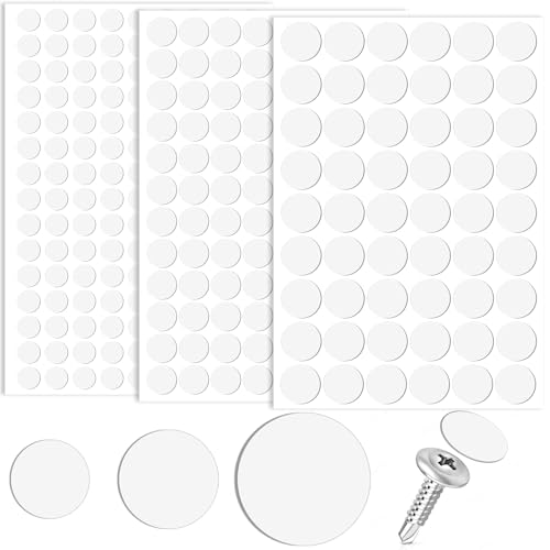 290pcs White Self-Adhesive Screw Cover Stickers - 3 Sizes Furniture Decals