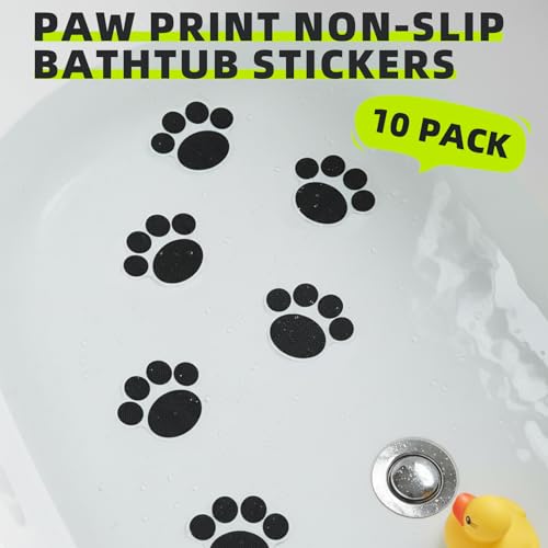 LEMPENI 10 Pack Non-Slip Bathtub Stickers - Cute Paw Print Grips