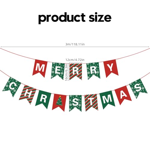 Merry Christmas Banner Red and Green Sign Holiday Party Decorations