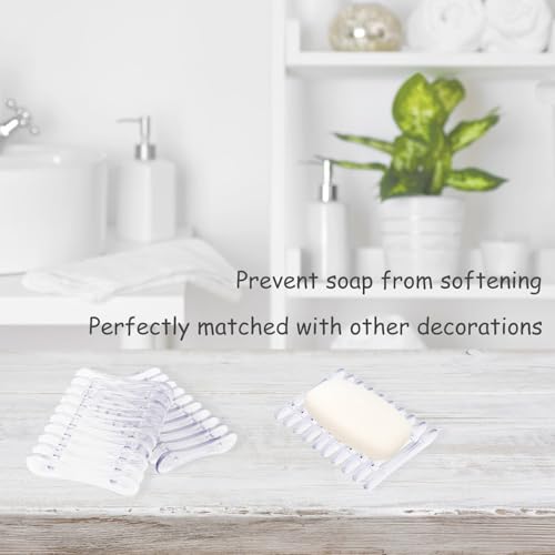 Naturahand 2 Pcs Self-Draining Clear Plastic Soap Holder for Shower & Sink