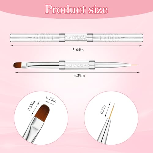 TAHULIK 2-Piece Dual-Ended Gel Nail Brush Set with Rhinestone Handle