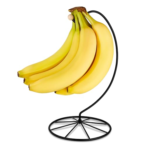 Homeries Matt Black Banana Holder Stand Modern Kitchen Counter Organizer