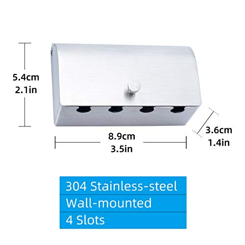 304 Stainless Steel Toothbrush Holder - 4 Slot Wall Mounted Organizer