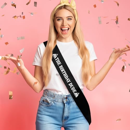 Black Satin Birthday Sash for Men - Perfect Gift & Party Accessory