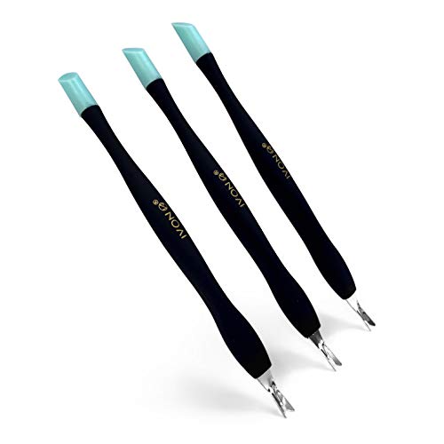 IVON 3-Pack Cuticle Trimmer and Pusher with Gentle Rubber Tip