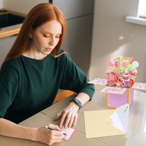 17th Birthday Pop Up Card for Girls - Unique 3D Greeting Gift