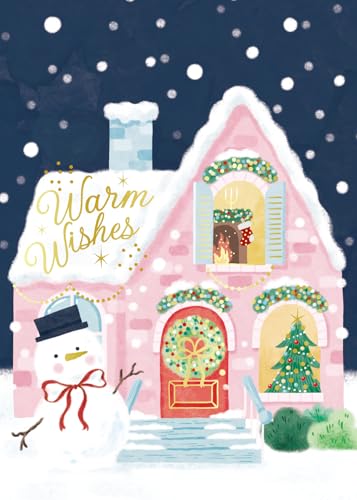 Gooji Vintage Pink House Christmas Card with Envelopes