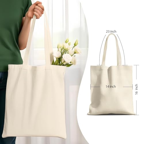 MOLOVA 14x16-Inch Reusable Canvas Tote Bags - 1 Pack