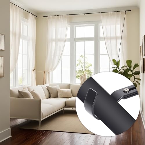 Adjustable Curtain Rod Brackets for 1 Inch Rod - Black Iron, 3 Pack