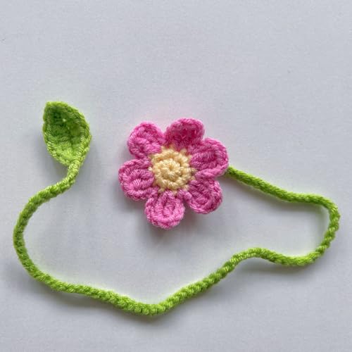TUCEWP Handmade Crochet Pink Flower Bookmark for Book Lovers and Readers