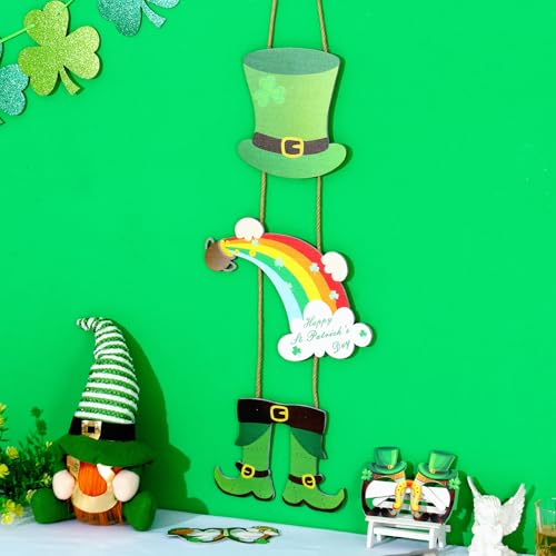St. Patrick's Day Leprechaun Wooden Door Sign - 34.7 x 8.7 in