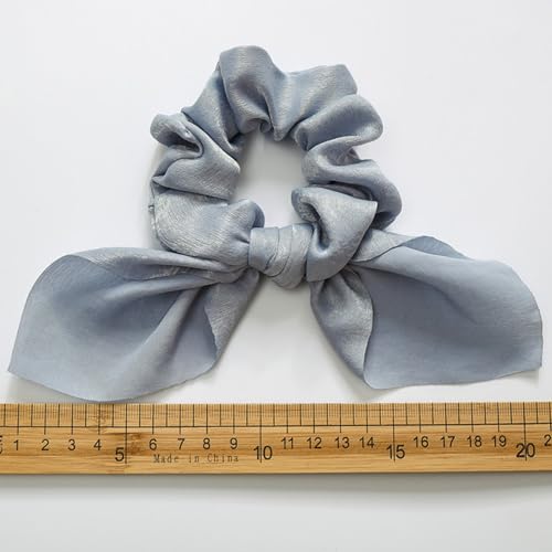 IZUS Satin Hair Scrunchies with Long Tail Ribbon, 2 Pcs